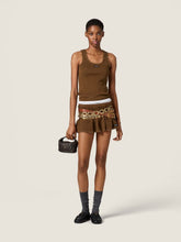 Miu Miu Cocoa Brown Garment-Dyed Cotton Miniskirt