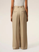 Ami Paris Beige High-Waist Wide Wool Trousers