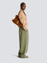 Balmain Brown Anthem Medium Suede Leather Bag
