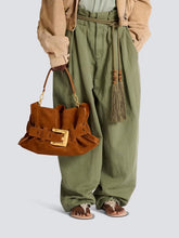 Balmain Brown Anthem Medium Suede Leather Bag