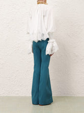 Zimmermann Ivory Lace Trim Shirred Blouse