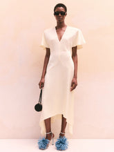 Stella McCartney Buttermilk Satin V-Neck Midi Dress