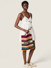 Miu Miu Bordeaux and Natural Raffia-Effect Woven Tote Bag