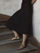 Emme Parsons Black Embossed Snake Delice Flat Sandals