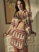 Johanna Ortiz Ecru and Wine Roots Wrap Skirt