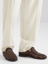 Fendi Brown Braided Leather FF Loafers