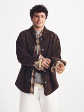 Ami Paris Chocolate Suede Leather Overshirt