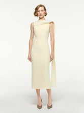 Roland Mouret Yellow Satin Crepe Sash Midi Dress
