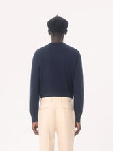 Valentino Garavani Navy Wool Jumper with VLogo Patch