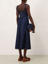 Zimmermann Ink Broderie Denim Midi Dress