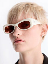 Port Tanger White Oval Lydia Acetate Sunglasses
