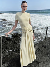 Roland Mouret Yellow Waterfall Twist Jersey Maxi Dress