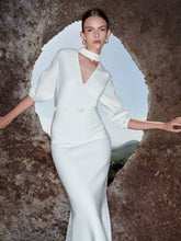 Roland Mouret Cream Belted Blouson Knit Midi Dress