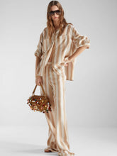 Fendi Beige Pequin Silk Wide-Leg Trousers
