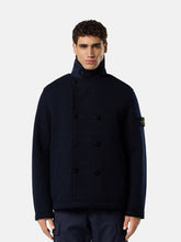 Stone Island Navy Blue Felted Wool Pea Coat