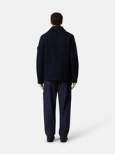 Stone Island Navy Blue Felted Wool Pea Coat