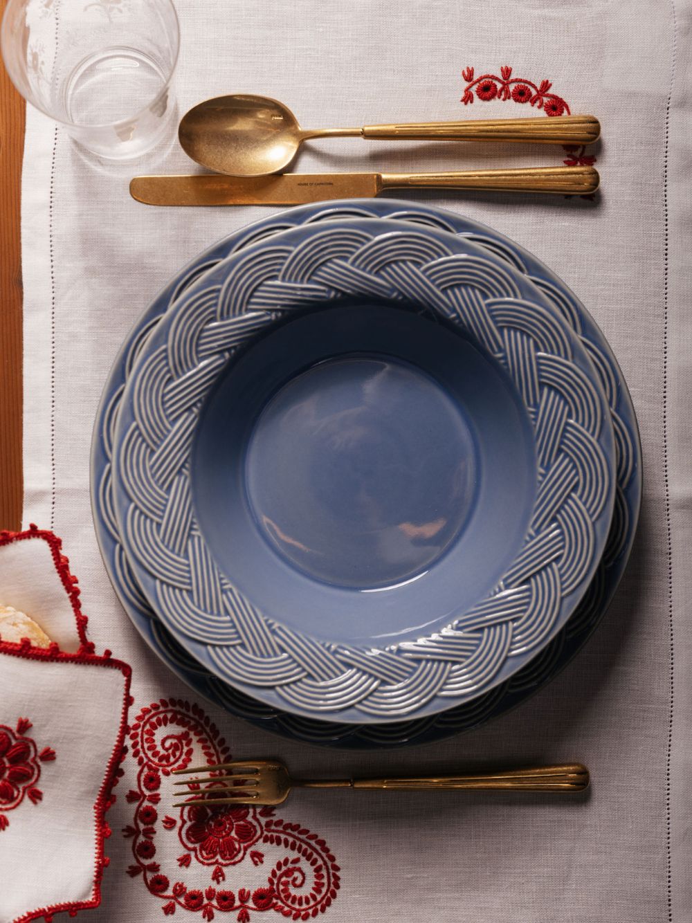 Vime Blue Ceramic Soup Plate