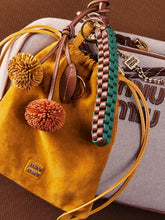 Miu Miu Cognac Ochre Leather Trick Keyring