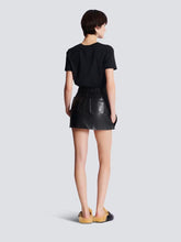Balmain Black Belted Lambskin Mini Skirt