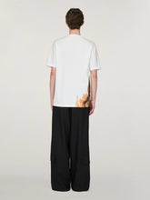 Y-3 White Oversized T-Shirt with Amber Ink Print
