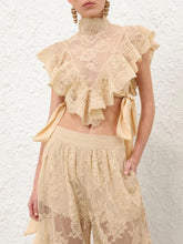 Zimmermann Cream Hypnotic Lace Bodice with Ruffles