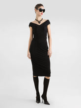 Black Crêpe Organza Bodycon Dress