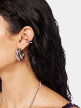 Silver Hoops and Punk Ear Cuffs Set