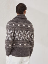 Brunello Cucinelli Brown Geometric Jacquard Alpaca Cardigan