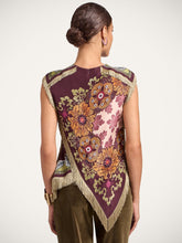 La DoubleJ Bounty Placée Scarf Top in Burgundy Silk Voile