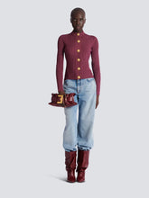 Balmain Purple Fitted Knit Cardigan