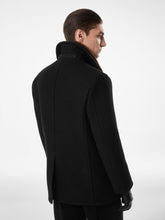 Tom Ford Combo Black and Brown Melton Wool Shearling Peacoat
