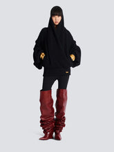 Balmain Black Oversized Hooded Knit Jumper