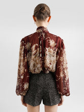 Dolce & Gabbana Rose-Print Chiffon Silk Blouse