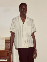 Bode Celery Stripe Short-Sleeve Cotton Shirt