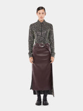 Rabanne Plum Vegan Leather Double Layer Midi Skirt