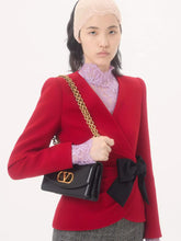 Paris Red Wool Crepe Jacket with Contrasting Black Bow