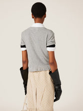 Miu Miu Grey Ribbed Jersey Logo T-Shirt