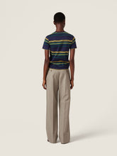 Miu Miu Blue and Green Striped Jersey T-Shirt