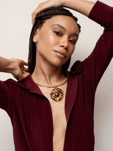 Sylvia Toledano Marquise Pendant Necklace with Smoky Quartz and Cornaline