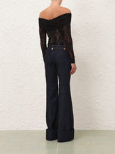 Zimmermann Black Rebellion Draped Lace Bodysuit