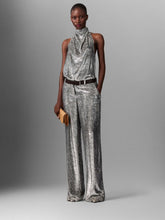 Stella McCartney Silver Metallic Velvet Halterneck Top