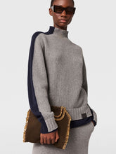 Stella McCartney Grey and Navy Contrast Panel Turtleneck Jumper