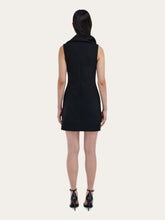 Ferragamo Black Asymmetric Wool Mini Dress