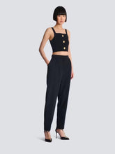 Balmain Black Knit Bralette Top with Buttons