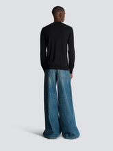 Balmain Black Silk-Cotton Jumper with PB Logo