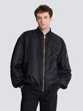 Balmain Black Nylon Bomber with Attitude Embroidery