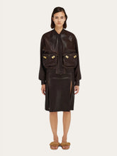 Ferragamo Espresso Leather Midi Skirt