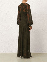 Zimmermann Olive Green Lace Maxi Dress