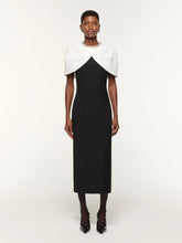 Roland Mouret Black Midi Dress with Crystal Shawl Detail