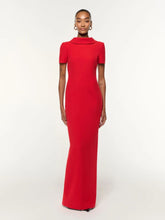 Roland Mouret Red Collared Crepe Column Gown